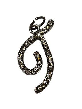 Silver Rhinestone Initial J Pendant Necklace Charm Sparkling Jewelry Womens